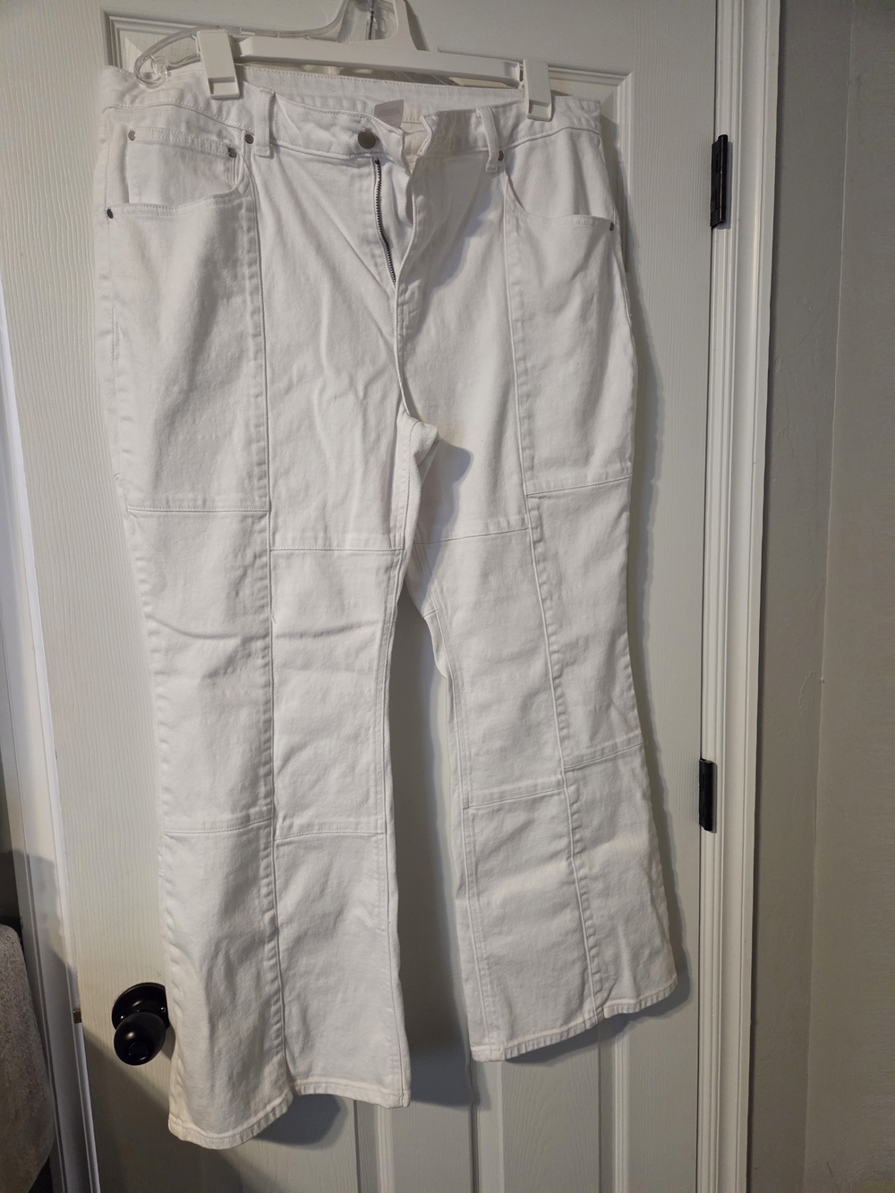 No Boundaries White Wide-Leg Patch Detail Pants